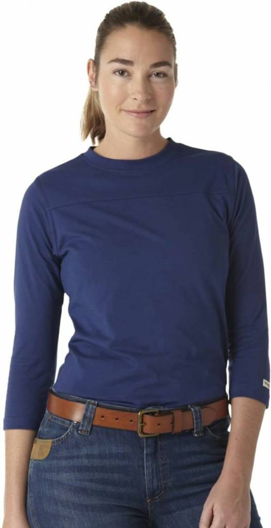 Wrangler Women's 3/4 Sleeve Color Block Performance Work T-Shirt - Moisture Wicking & Durable Riggs Workwear Top