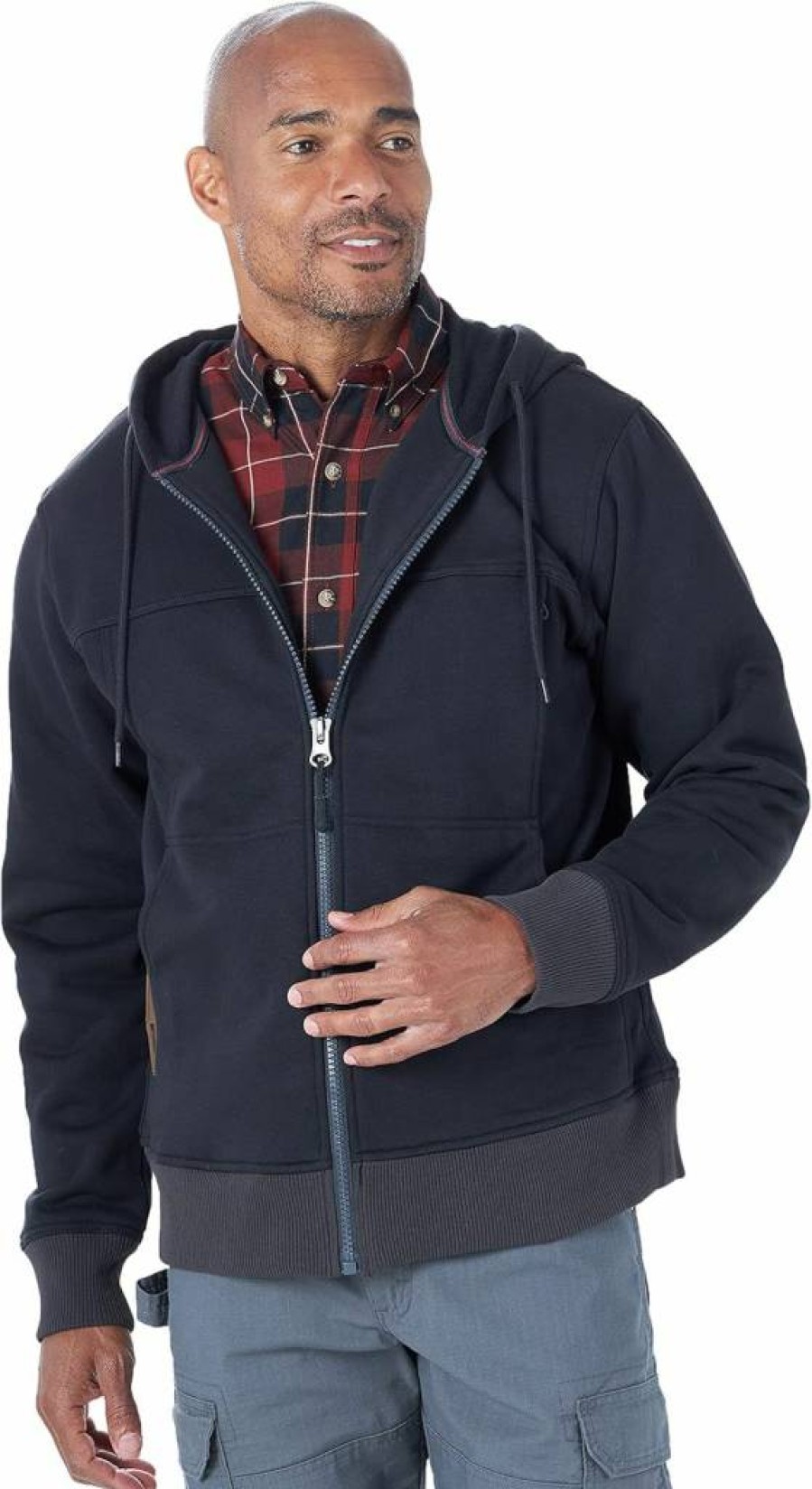 Wrangler Men's Heavy Duty Full Zip Hooded Work Jacket for Tough Outdoor Jobs