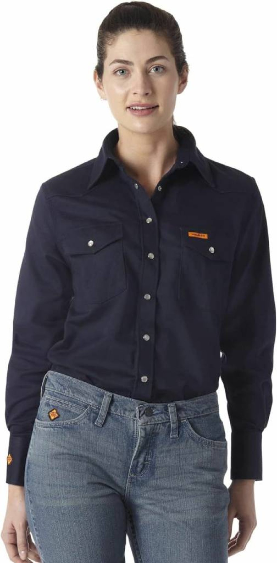 Wrangler Women's Flame Resistant Long Sleeve Work Shirt - Safety Rated Comfort Fit Top