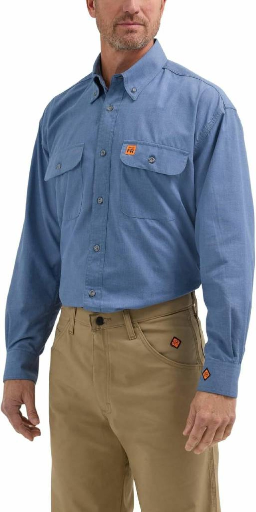 Wrangler Men's Riggs FR Work Shirt - Flame Resistant Two Pocket Durable Workwear