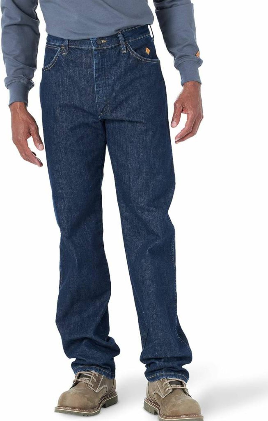 Wrangler Men's Flame Resistant Original Fit Jeans - Durable Workwear for Safety & Comfort