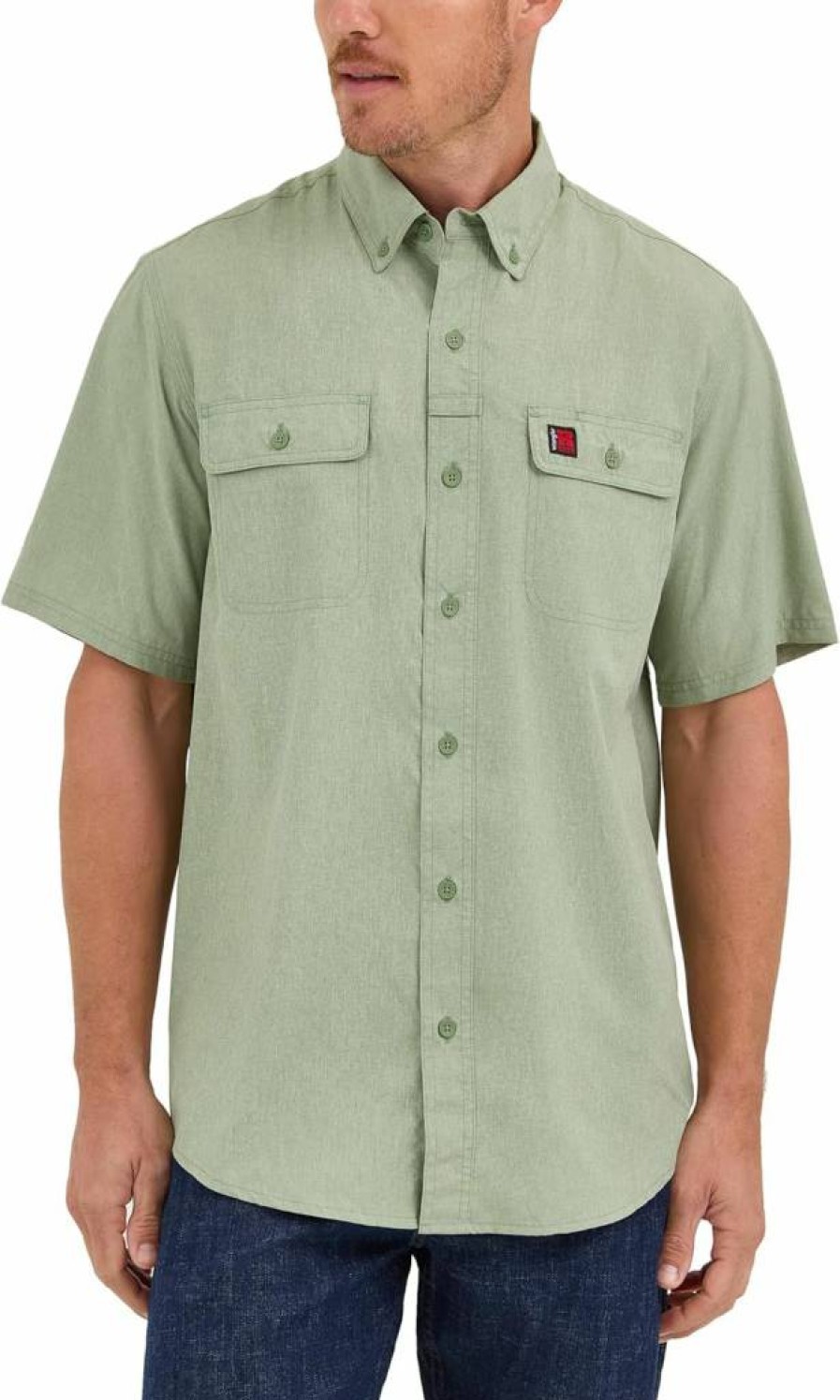 Wrangler Men's Short-Sleeve Button-Down Shirt with Venting for Work & Casual Wear
