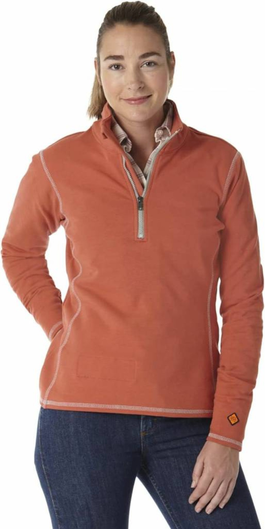 Wrangler Women's FR 1/4 Zip Pullover Sweatshirt - Comfortable Quarter-Zip Fleece Top