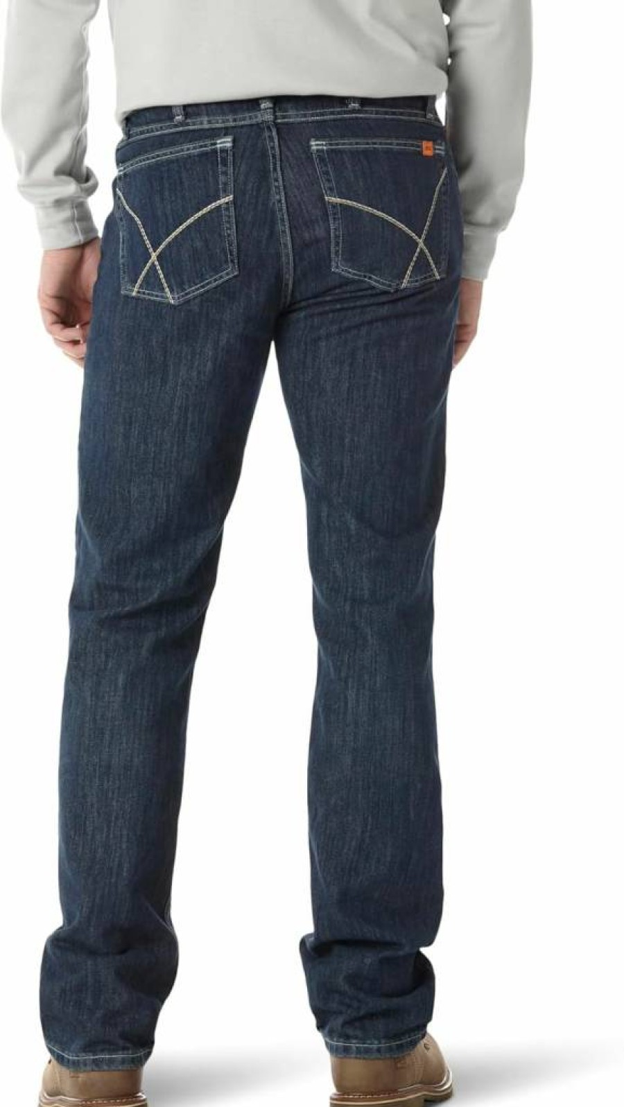 Wrangler Riggs Workwear Men's Flame Resistant Vintage Boot Cut Jeans, Dark Wash Denim, 34W x 36L, Durable Work Pants