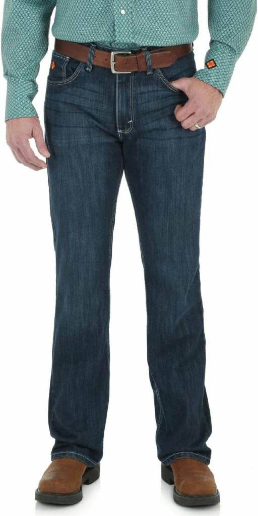 Wrangler Riggs Workwear Men's 20X FR Vintage Boot Cut Utility Pants - Rinse Wash, 40W x 34L, Durable Work Jeans