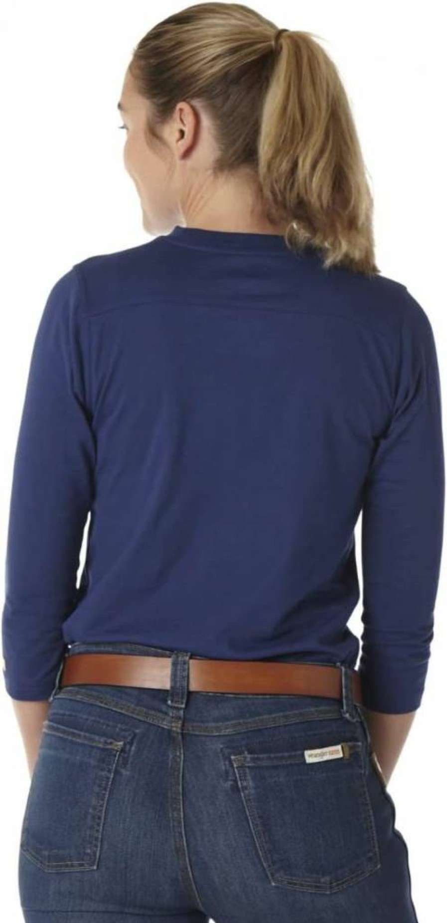 Wrangler Women's Riggs Workwear 3/4 Sleeve Performance T-Shirt - Color Blocked Design for Comfort & Durability