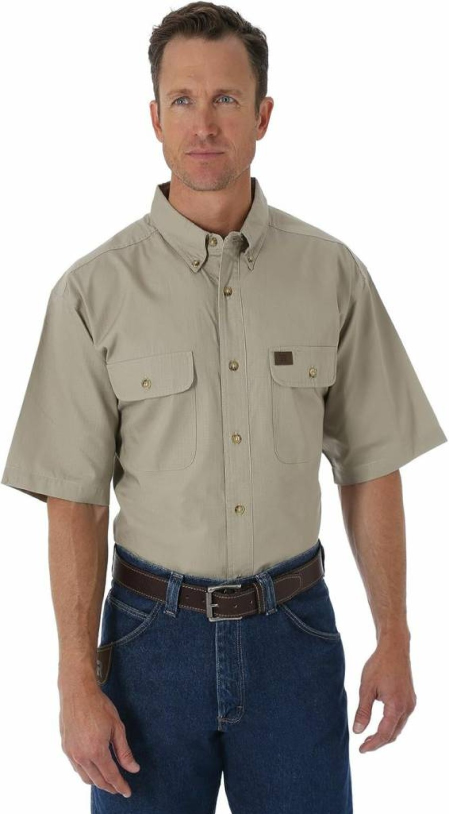 Wrangler Men's Riggs Workwear Foreman Short Sleeve Ripstop Work Shirt - Durable & Lightweight