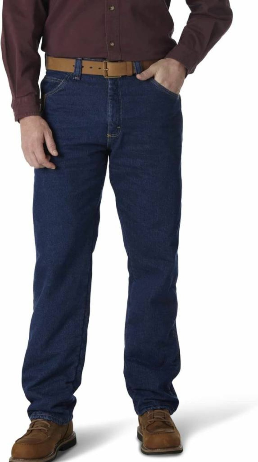 Wrangler Men's Riggs Workwear Quilted Lined Denim Jeans with Five Pockets for Durability and Comfort