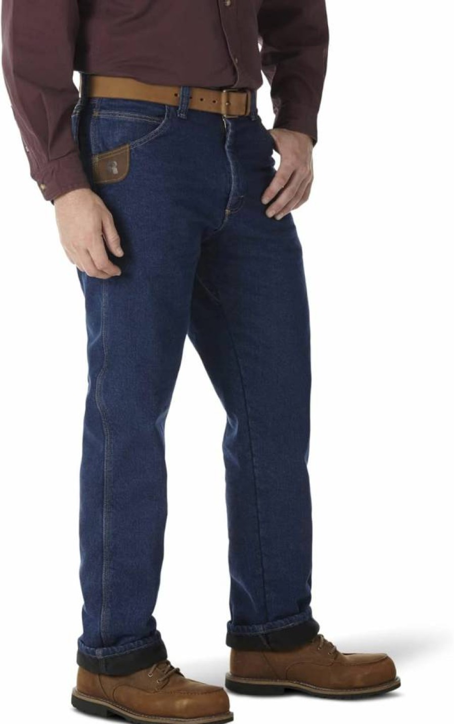 Wrangler Men's Riggs Workwear Quilted Lined Denim Jeans with Five Pockets for Durability and Comfort