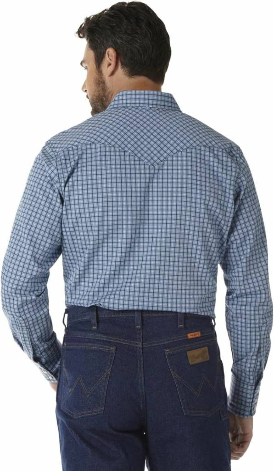Wrangler Riggs FR Flame Resistant Work Shirt - Long Sleeve Snap Closure Plaid Western Shirt for Men, Blue, 3XL