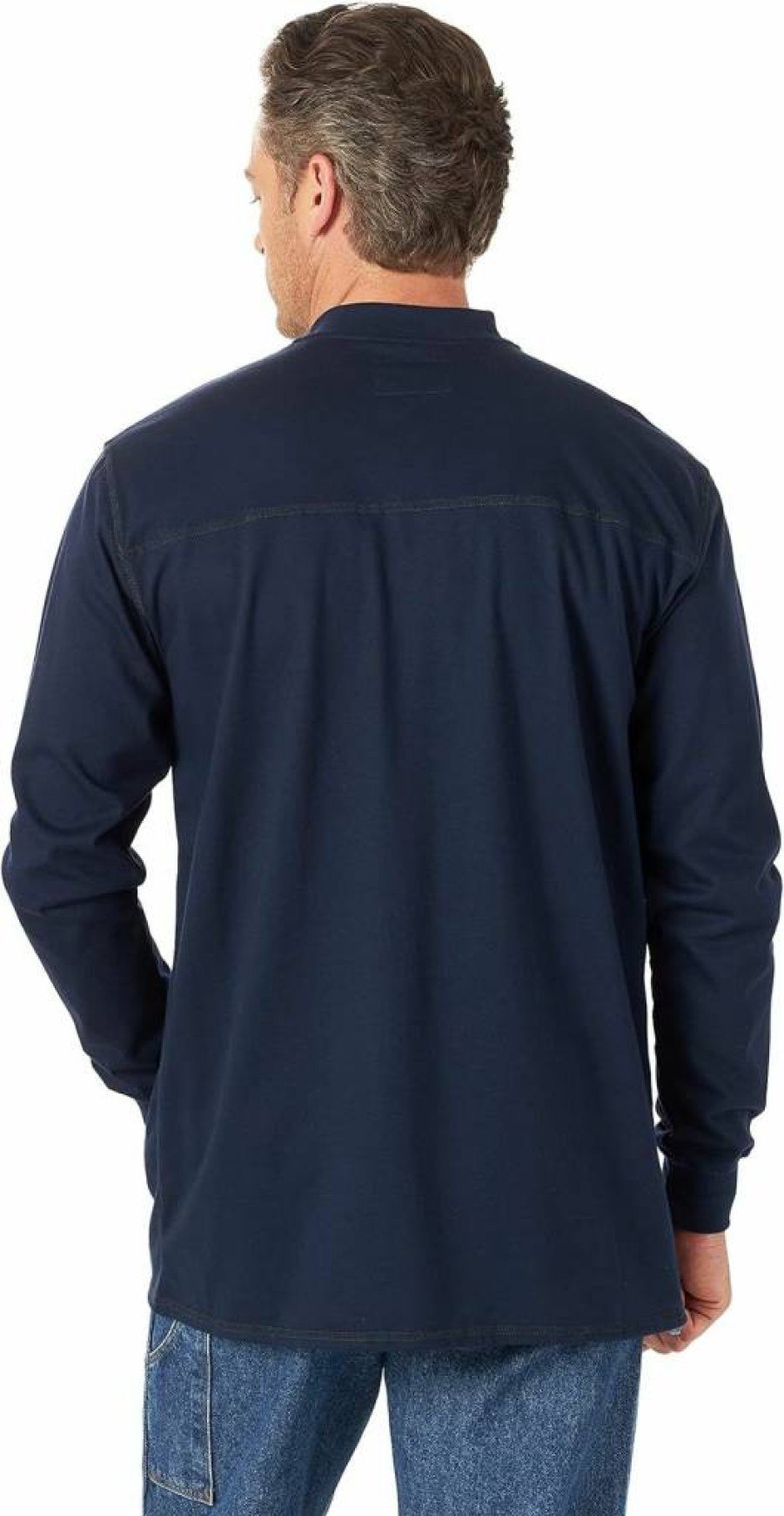 Wrangler Men's Flame Resistant Henley Long Sleeve Shirt - Durable Workwear Top for Safety & Comfort