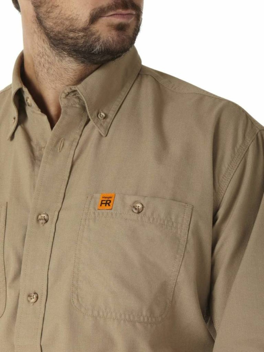 Wrangler Men's Riggs FR Flame-Resistant Work Shirt with Two Pockets for Safety & Durability