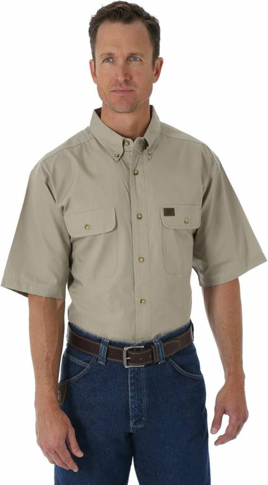 Wrangler Men's Riggs Workwear Foreman Short Sleeve Ripstop Work Shirt - Durable & Breathable