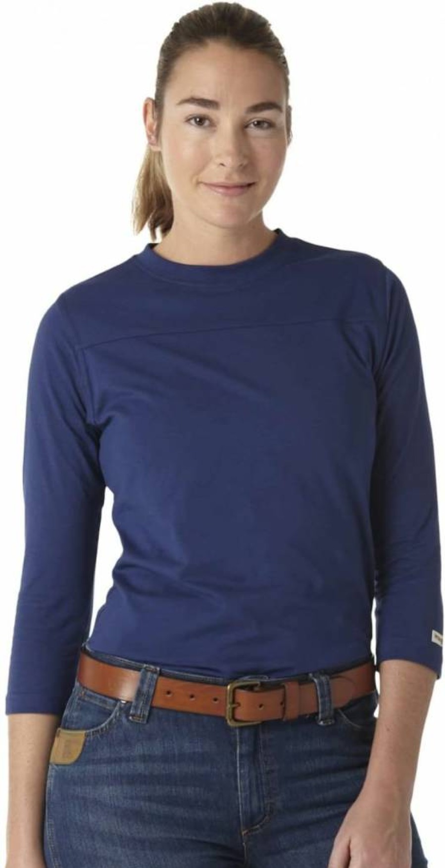 Wrangler Riggs Workwear Women's 3/4 Sleeve Color Block Performance T-Shirt - Durable & Comfortable Work Shirt